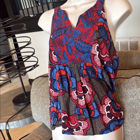 Dear John Red and Blue Peplum Tank Top - Picture 1 of 5